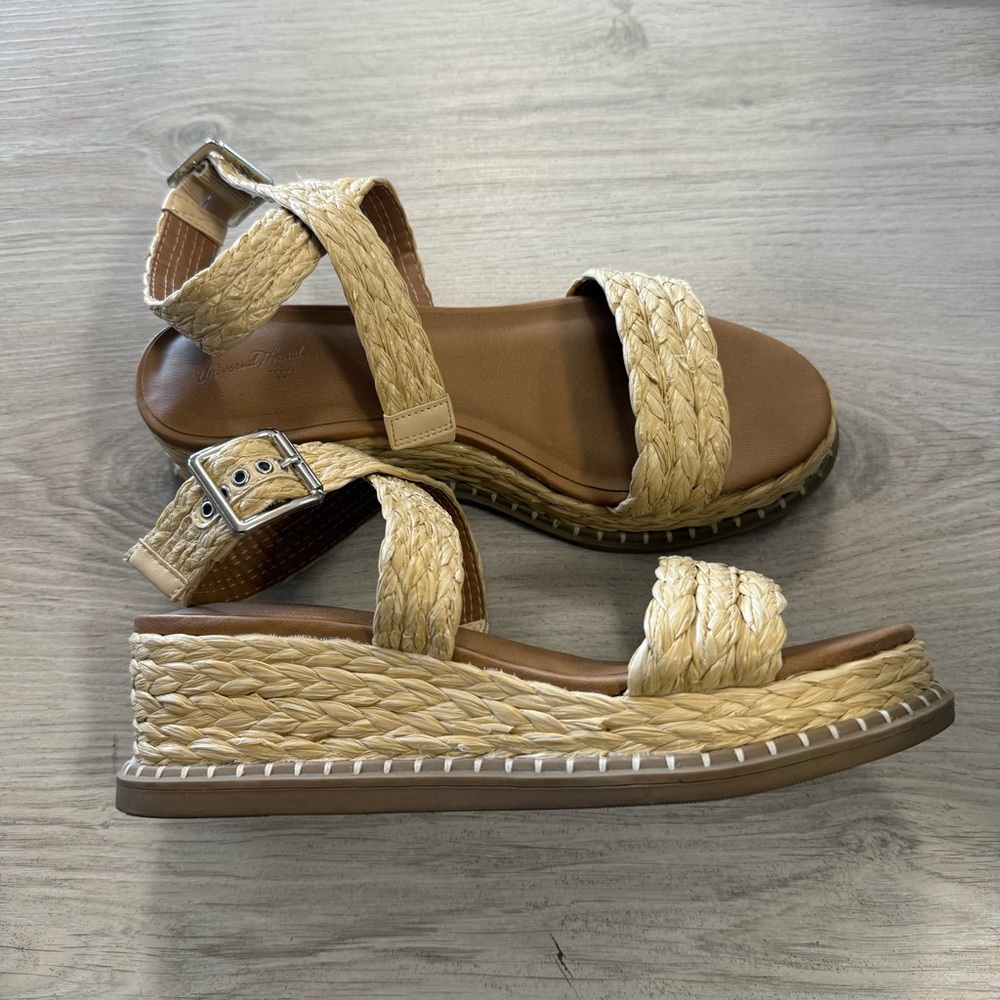 Women's Tan Woven Platform Sandals